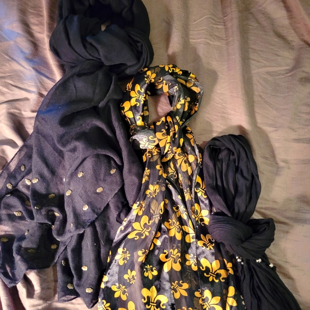Black & Gold Scarves with Beading